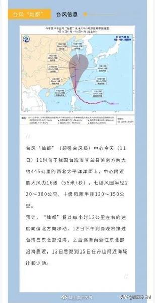 台风预警升级，“灿都”逼近，上海将有大暴雨