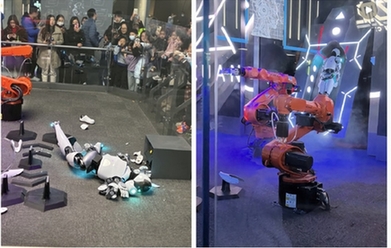 上海科技馆机器人表演翻车 机器人被机械臂谋杀 掉在地上四分五裂